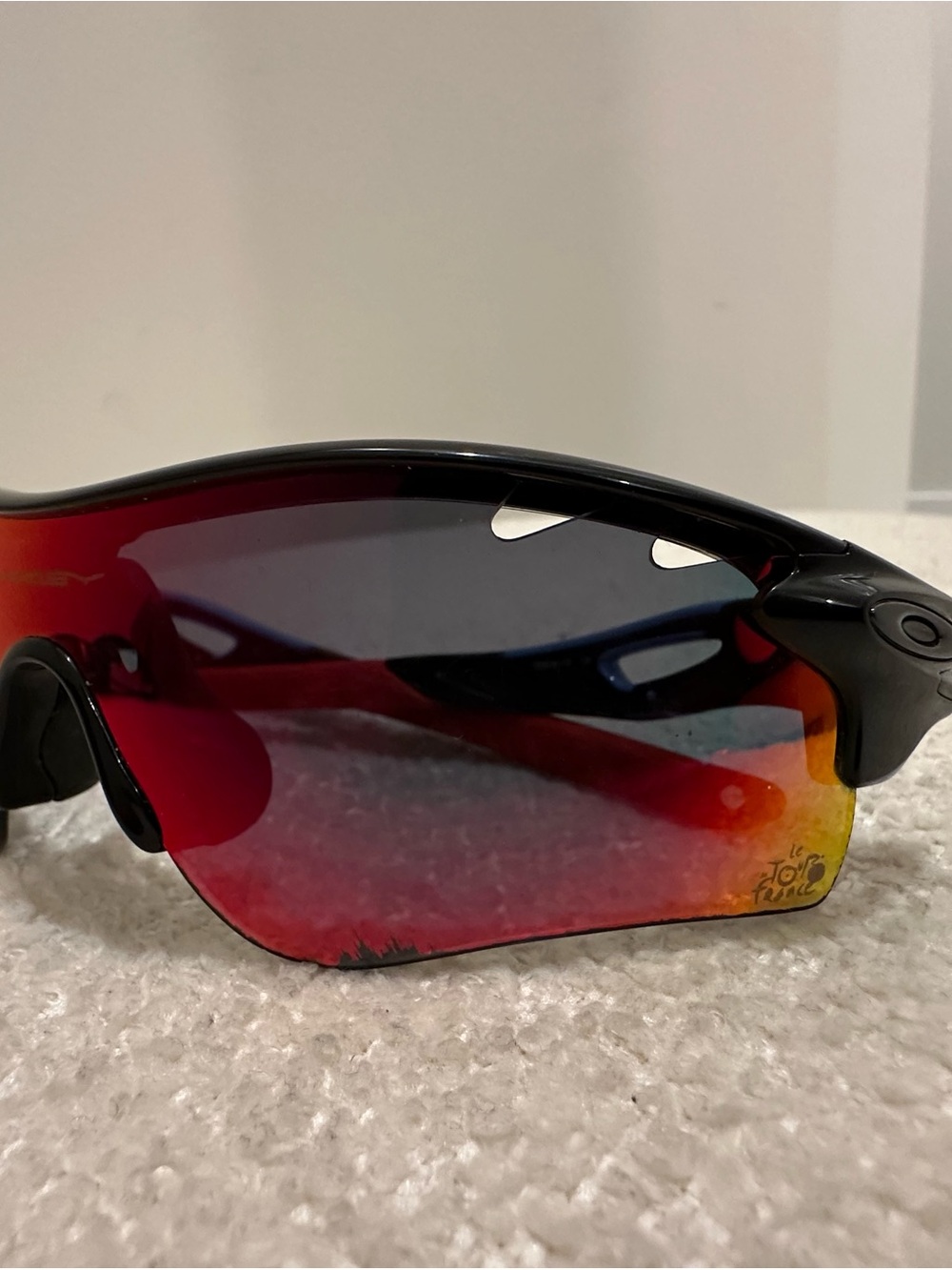 Oakley Radar EV Path Sunglasses - Black Frame with Red-Orange Gradient Lens